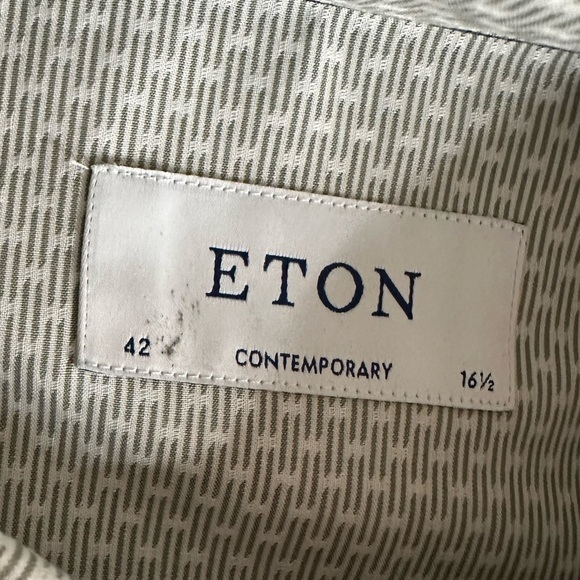 NWT ETON men’s button up dress shirt green 42 16.5 neck formal event office - Picture 4 of 12